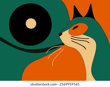 Cat illustration , abstract illustration of a cat , attractive colour combo illustrations 