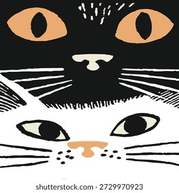 Cat illustration. Adorable Cat Drawing. Vector graphic design for t-shirt.