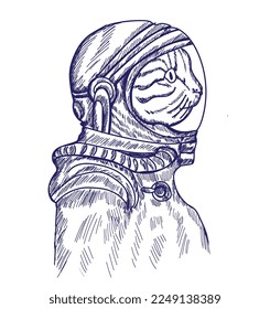 cat illustration in astronaut costume
