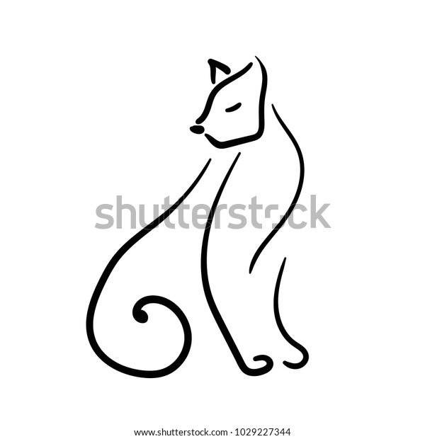 Cat Illustration Cat Black Line Logo Stock Vector (Royalty Free ...