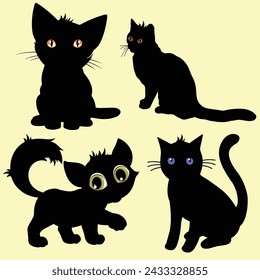 cat illustration black silhouette vector template,This design is perfect for t-shirts, posters, cards, mugs and Wallpaper.