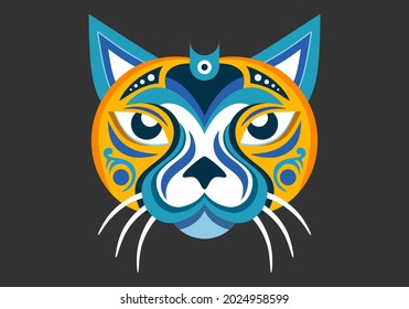 cat illustration in colorful flat style