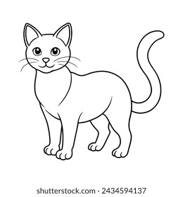 Cat illustration coloring page for kids