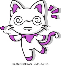 Cat illustration with a cute face, pink color, cartoon, eps 10, Editable.