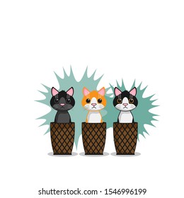 Cat illustration, flat icons. Vector Illustration Cartoon