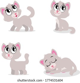 Cat illustration in four poses.