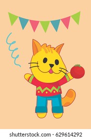 Cat Illustration. Fun Cat with casual wardrobe