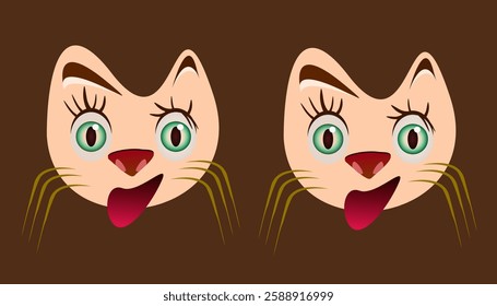 Cat illustration. green eyes cats illustration. graphic vector design with removable background. cats icons to use separately.