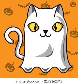 ilustración de gato para fantasma de halloween