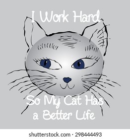 Cat illustration, hand draw animal, cartoon character, cat vector, t-shirt print, kid graphic, doodle