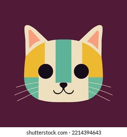 Icono de ilustración de gato para el diseño del logotipo. Resumen de arte colorido de gatitos lindos con fondo verde.