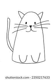 Imagen de ilustración de gato. 
Imagen dibujada a mano de un gato. 
Simple y lindo logo original.
Ilustración vectorial dibujada a mano para afiches, tarjetas, camisetas.