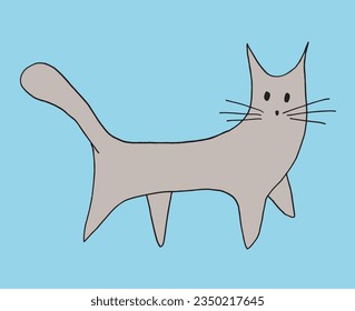 Cat illustration image. 
Hand drawn image artwork of a cat. 
Simple cute original logo.
Hand drawn vector illustration for posters, cards, t-shirts.