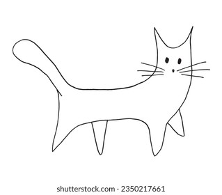 Cat illustration image. 
Hand drawn image artwork of a cat. 
Simple cute original logo.
Hand drawn vector illustration for posters, cards, t-shirts.