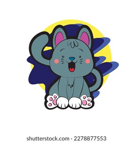 cat illustration with japanese style