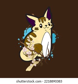 cat illustration with japanese style for kaijune event, notebook, logo