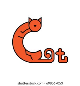 Cat Illustration Letter C Stock Vector (Royalty Free) 698567053 ...