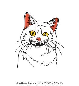 cat illustration with line art model