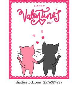 cat illustration for love letter on valentine's day