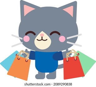 Cat illustration material shopping a lot