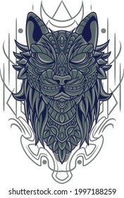 Cat illustration with ornament style available for your custom project