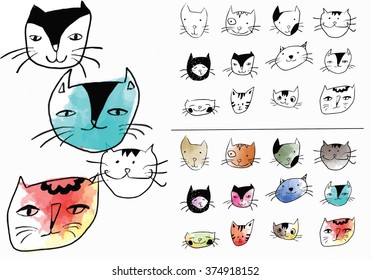 cat illustration set