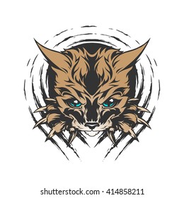 Cat illustration in tattoo style