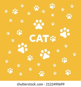 Cat illustration vector. Vector illustration of cat paw and cat full layout copy pattern