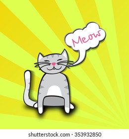 cat illustration/ vector with speach bubble