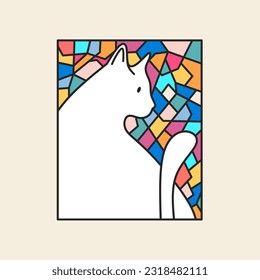 cat illustration for wall decoration, background, poster, banner