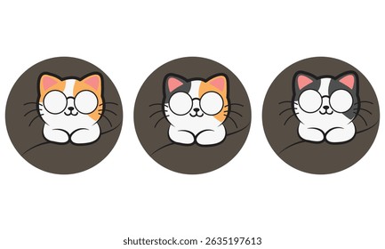 Cat illustration,3 different colour cat.