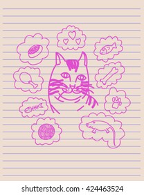 Cat imagination doodle vector art