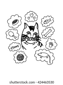 Cat imagination doodle vector art
