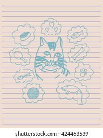 Cat imagination doodle vector art