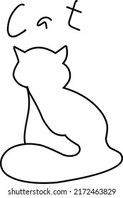 Cat with inscription Line Art  on a white background