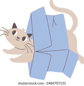 Cat Inside Box Vector Illustration