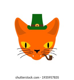 Cat Irish leprechaun. st patricks day illustration