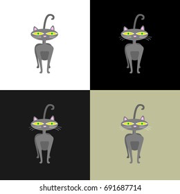 Cat isolated drawing set.Vector illustration