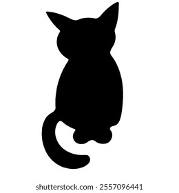 cat isolated on white background.cat silhouette black