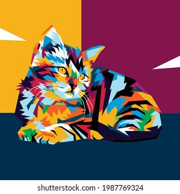 cat. isolated style cat illustration vector. amazing colors. suitable for screen printing t-shirts, book covers, posters, wall decorations. eps file