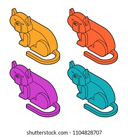 Cat Isometrics set. Home pet 3d. Vector illustration