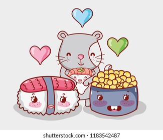 Cat and japan food kawaii