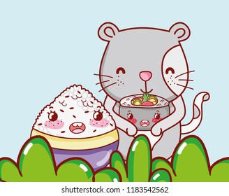 Cat and japan food kawaii