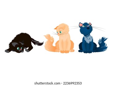 gatos saltar juegos sits apariencia personaje para la animación movimientos cabeza lindo suave suave esponjoso rojo gris negro inteligente criar niños fauna mamíferos cub biología