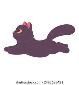 Cat jumping, side view, vector illustration