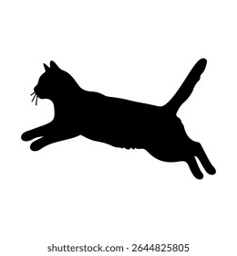 Cat jumping silhouette icon vector flat design on white background