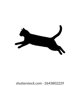 Cat jumping silhouette vector flat illustration on white background.