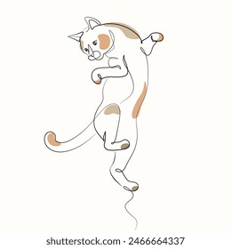 cat jumps one line drawing. cat jumps single line illustration. cat jumps minimalist line art