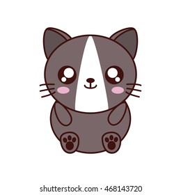 cat kawaii cute animal little icon. Isolated and flat illustration