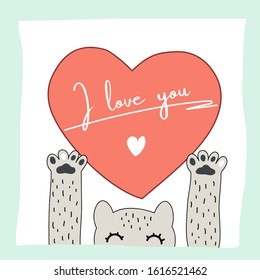 cat keeps heart happy Valentine's day